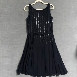 Vintage Talbots‎ Dress 8 Black Silk Sequin Cocktail Party Formal Evening Holiday